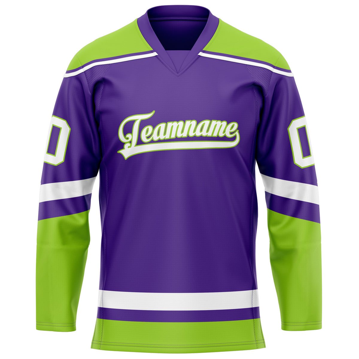 Custom Purple Neon Green Solid Colour Hockey Jersey