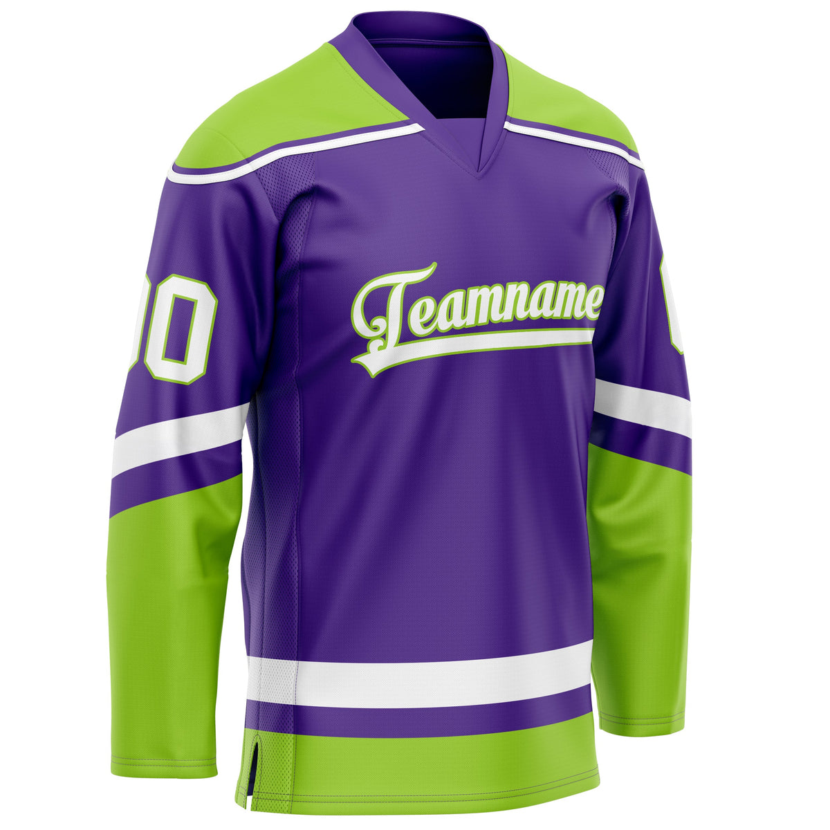 Custom Purple Neon Green Solid Colour Hockey Jersey