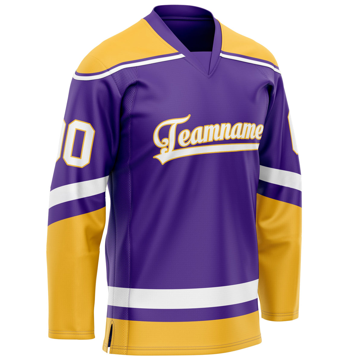 Custom Purple Gold Solid Colour Hockey Jersey