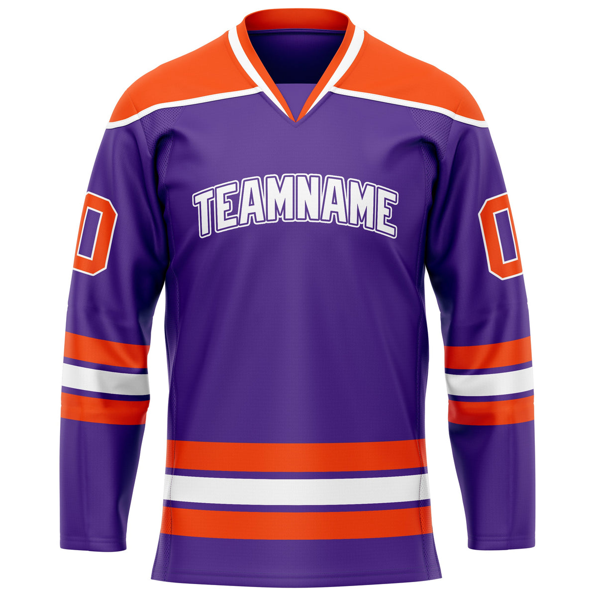 Custom Purple Orange Solid Colour Hockey Jersey