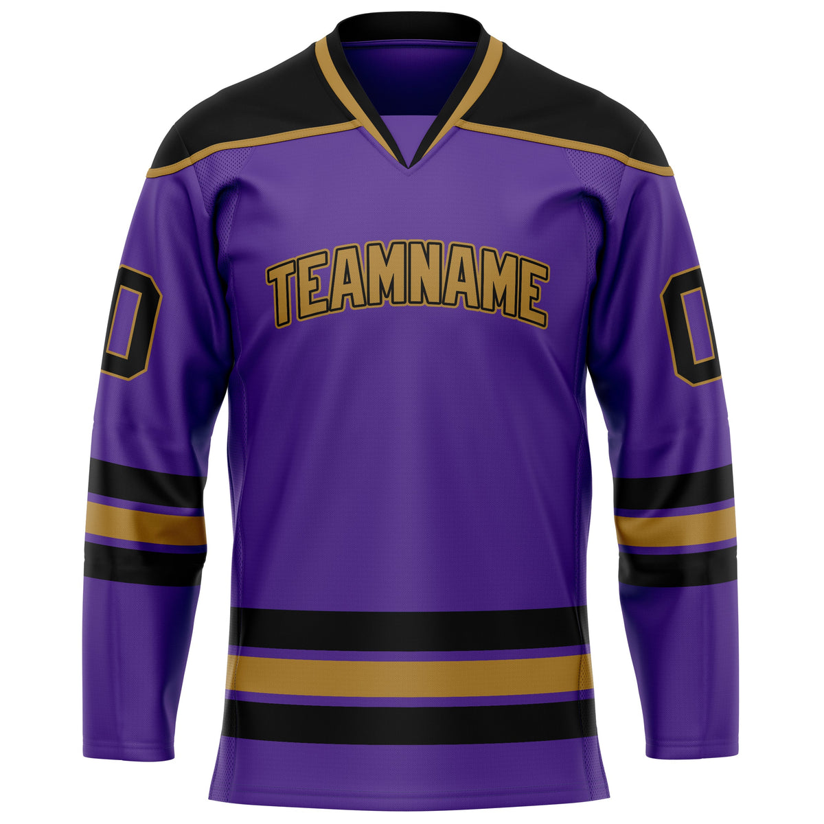 Custom Purple Old Gold Solid Colour Hockey Jersey