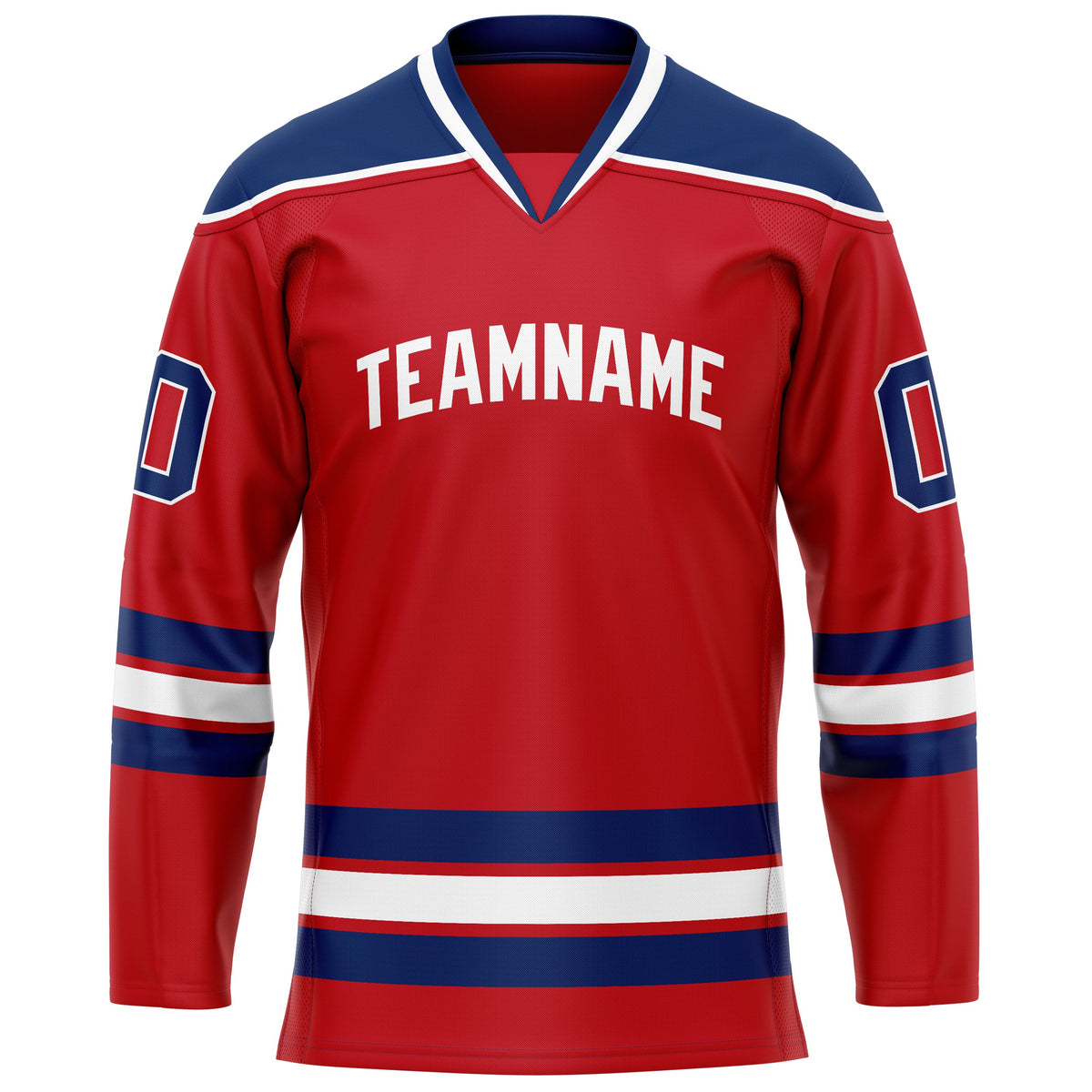 Custom Red Navy Solid Colour Hockey Jersey