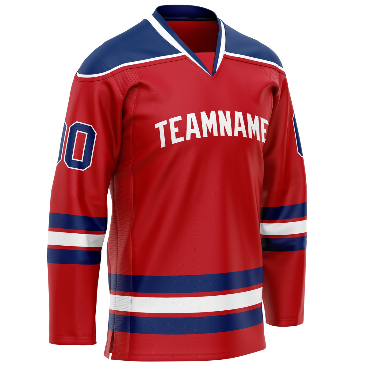 Custom Red Navy Solid Colour Hockey Jersey