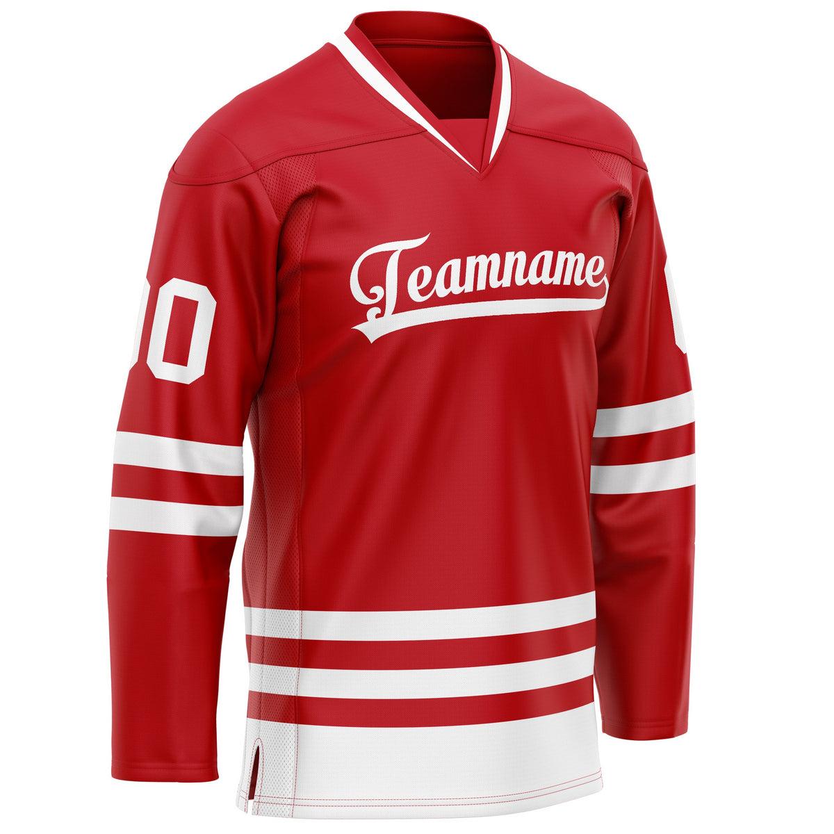 Custom Red White Solid Colour Hockey Jersey