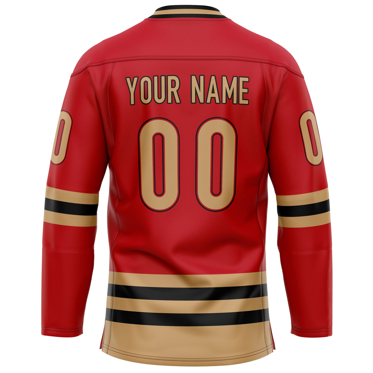 Custom Red Old Gold Solid Colour Hockey Jersey