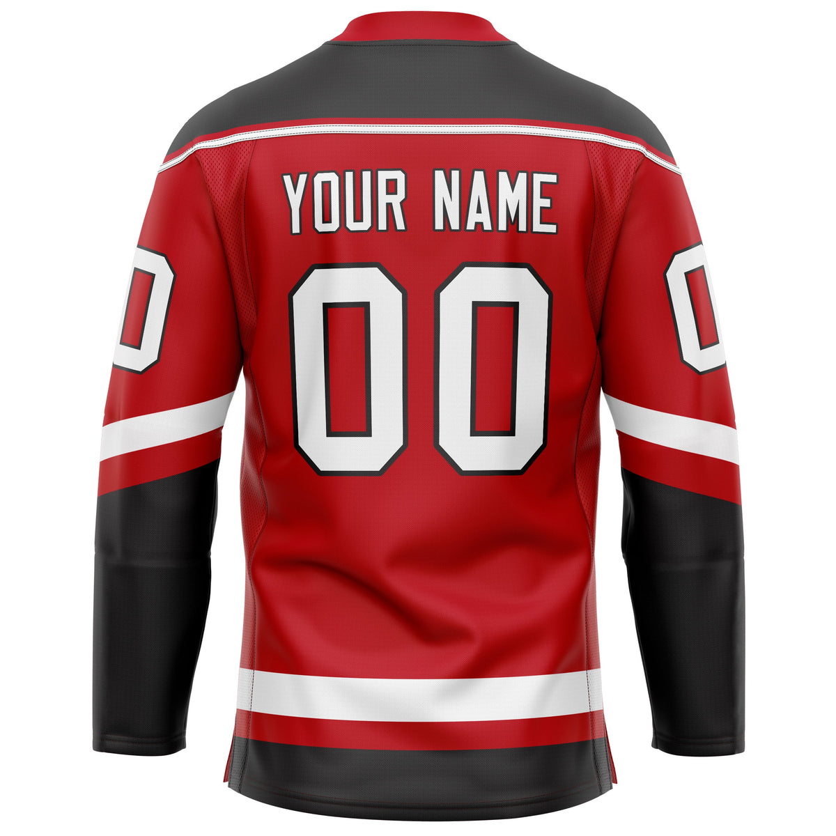 Custom Red Black Solid Colour Hockey Jersey