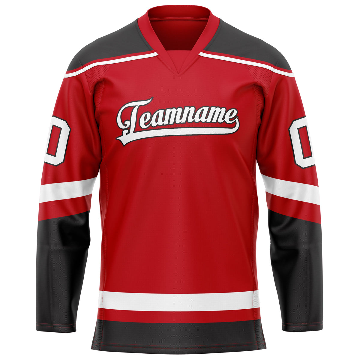 Custom Red Black Solid Colour Hockey Jersey