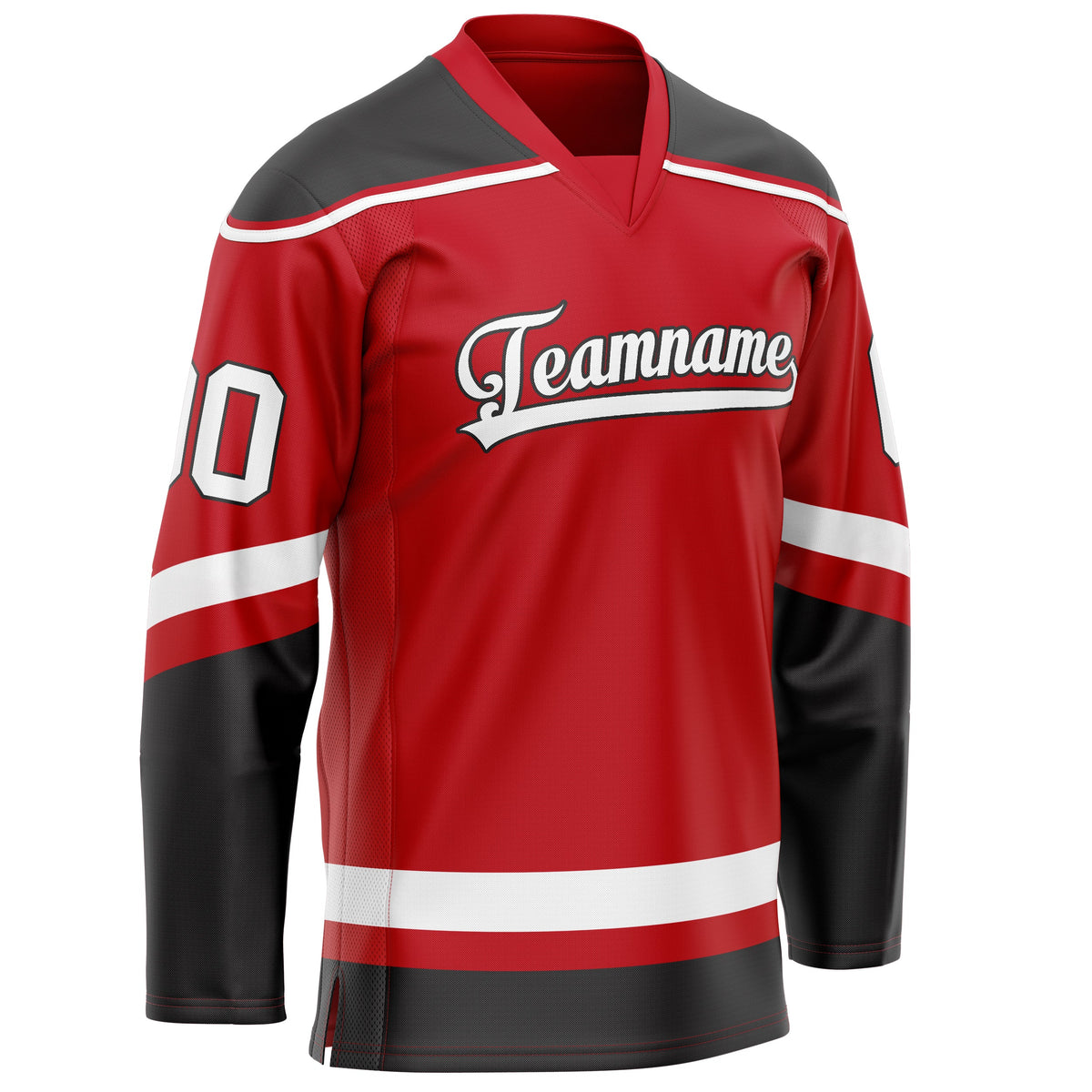 Custom Red Black Solid Colour Hockey Jersey