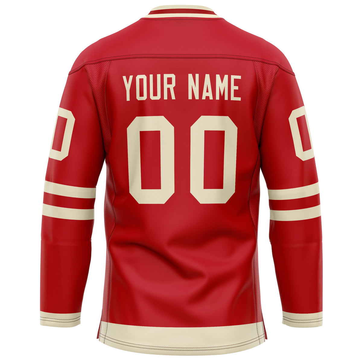 Custom Red Cream Solid Colour Hockey Jersey