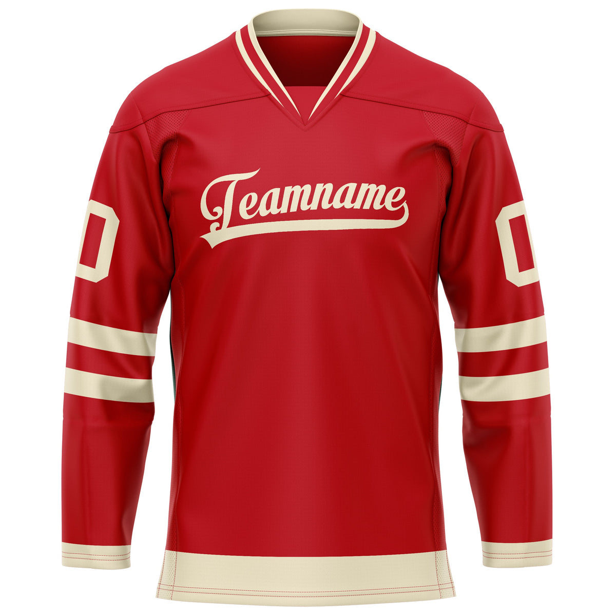 Custom Red Cream Solid Colour Hockey Jersey