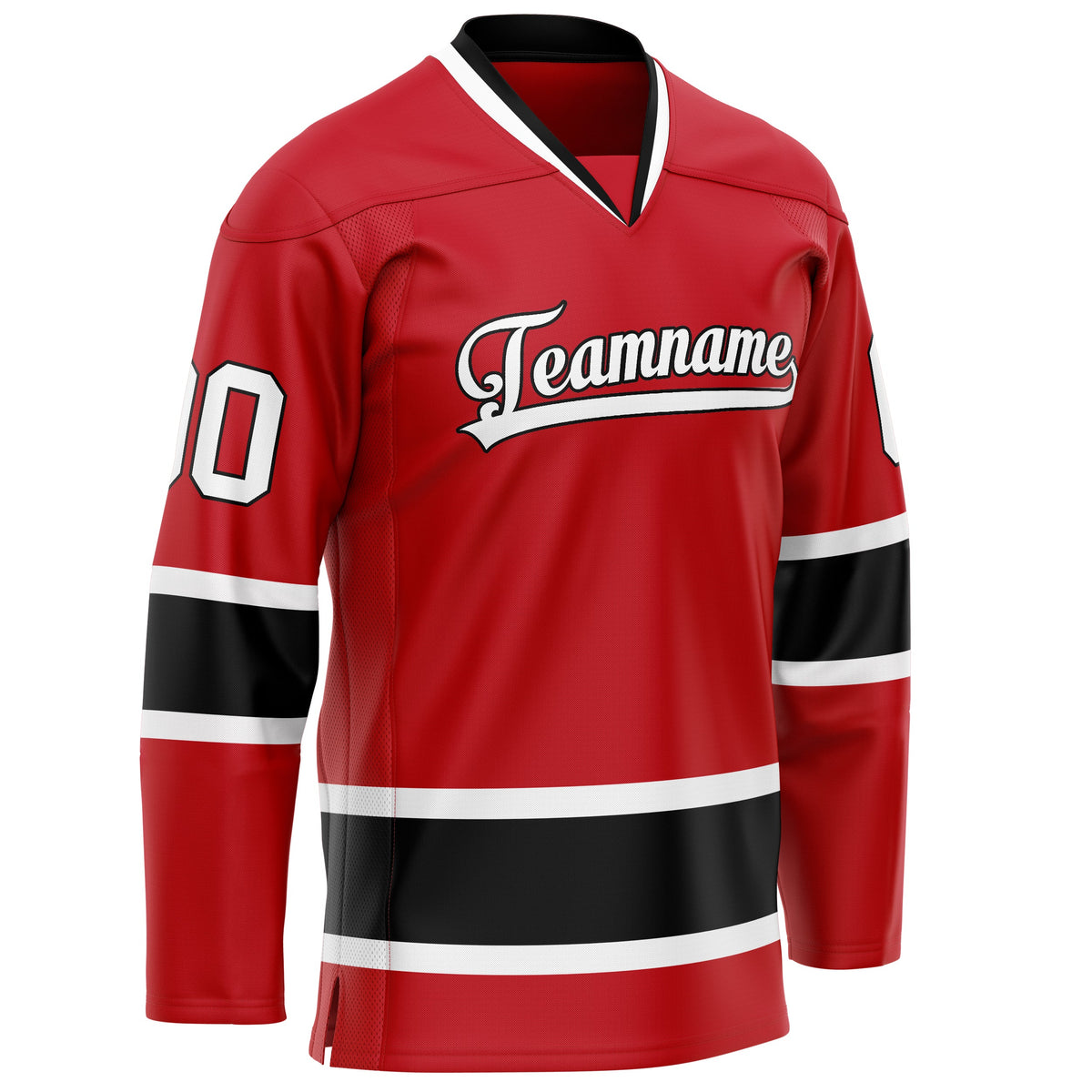 Custom Red Black Solid Colour Hockey Jersey