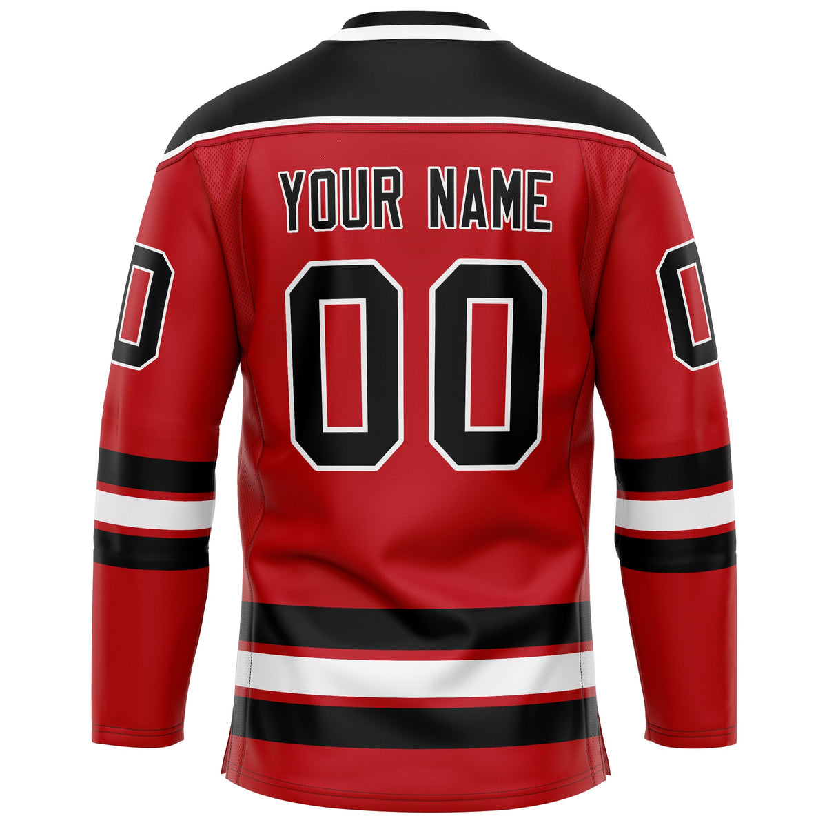 Custom Red Black Solid Colour Hockey Jersey