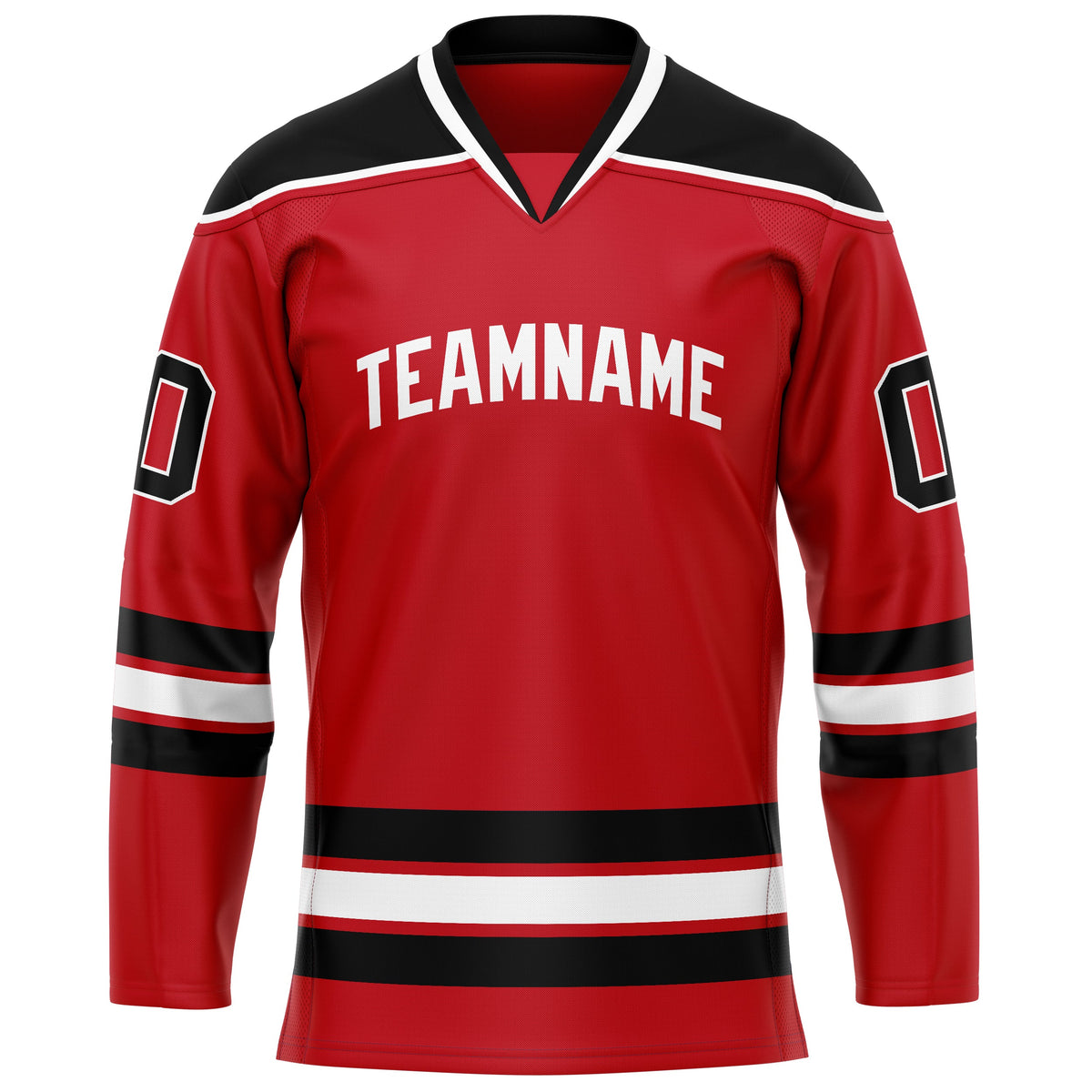 Custom Red Black Solid Colour Hockey Jersey