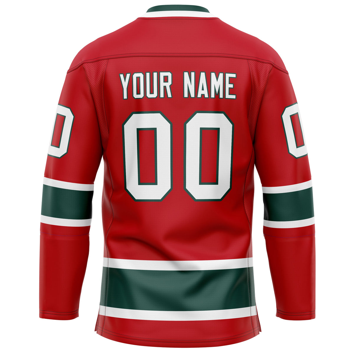 Custom Red Kelly Green Solid Colour Hockey Jersey