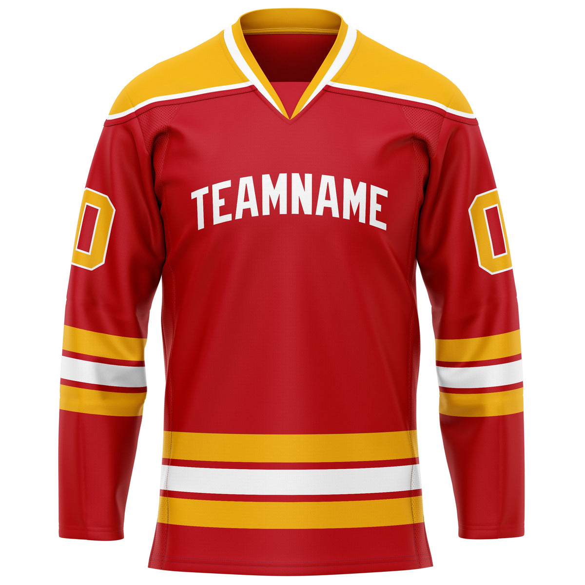 Custom Red Gold Solid Colour Hockey Jersey