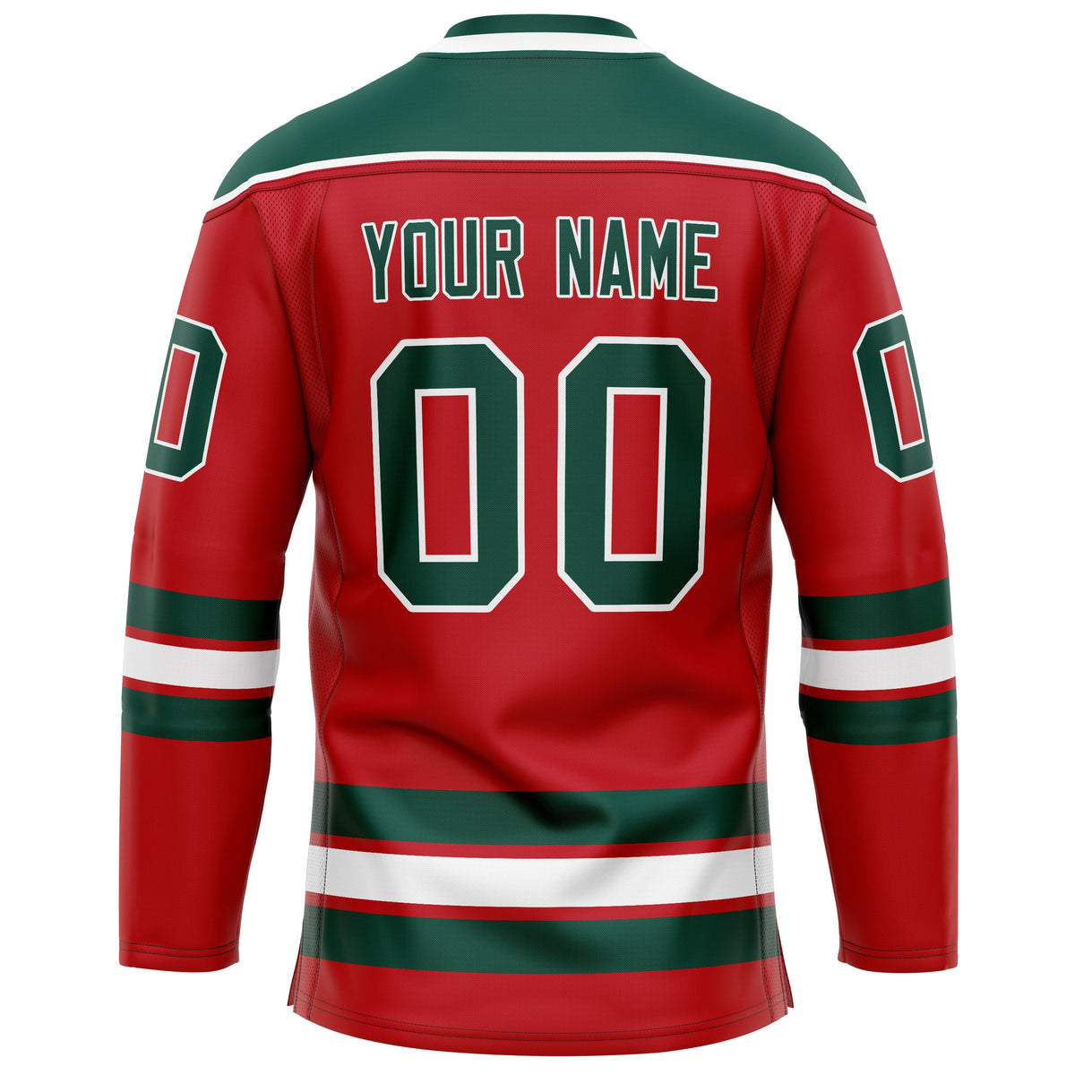 Custom Red Kelly Green Solid Colour Hockey Jersey