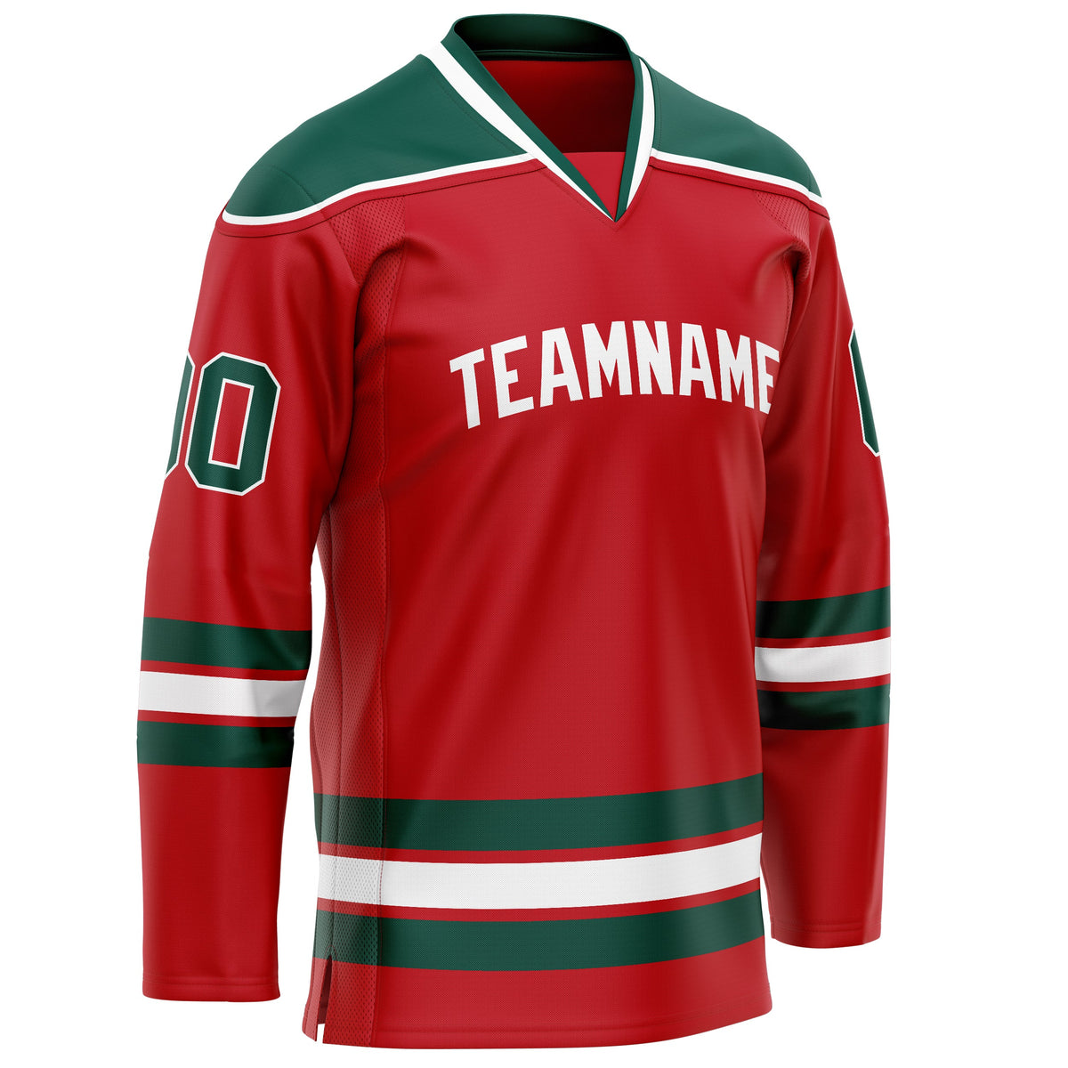 Custom Red Kelly Green Solid Colour Hockey Jersey