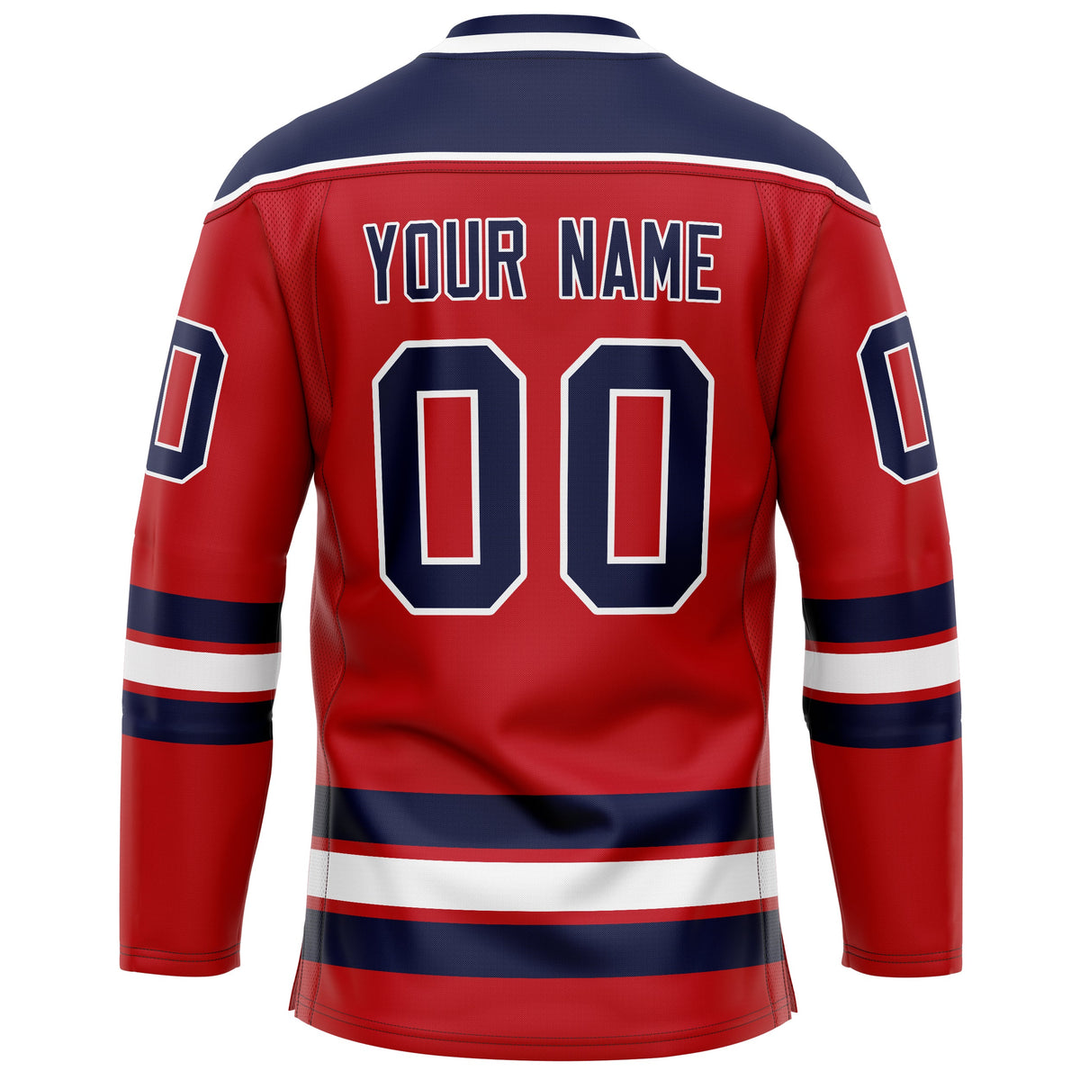 Custom Red Navy Solid Colour Hockey Jersey