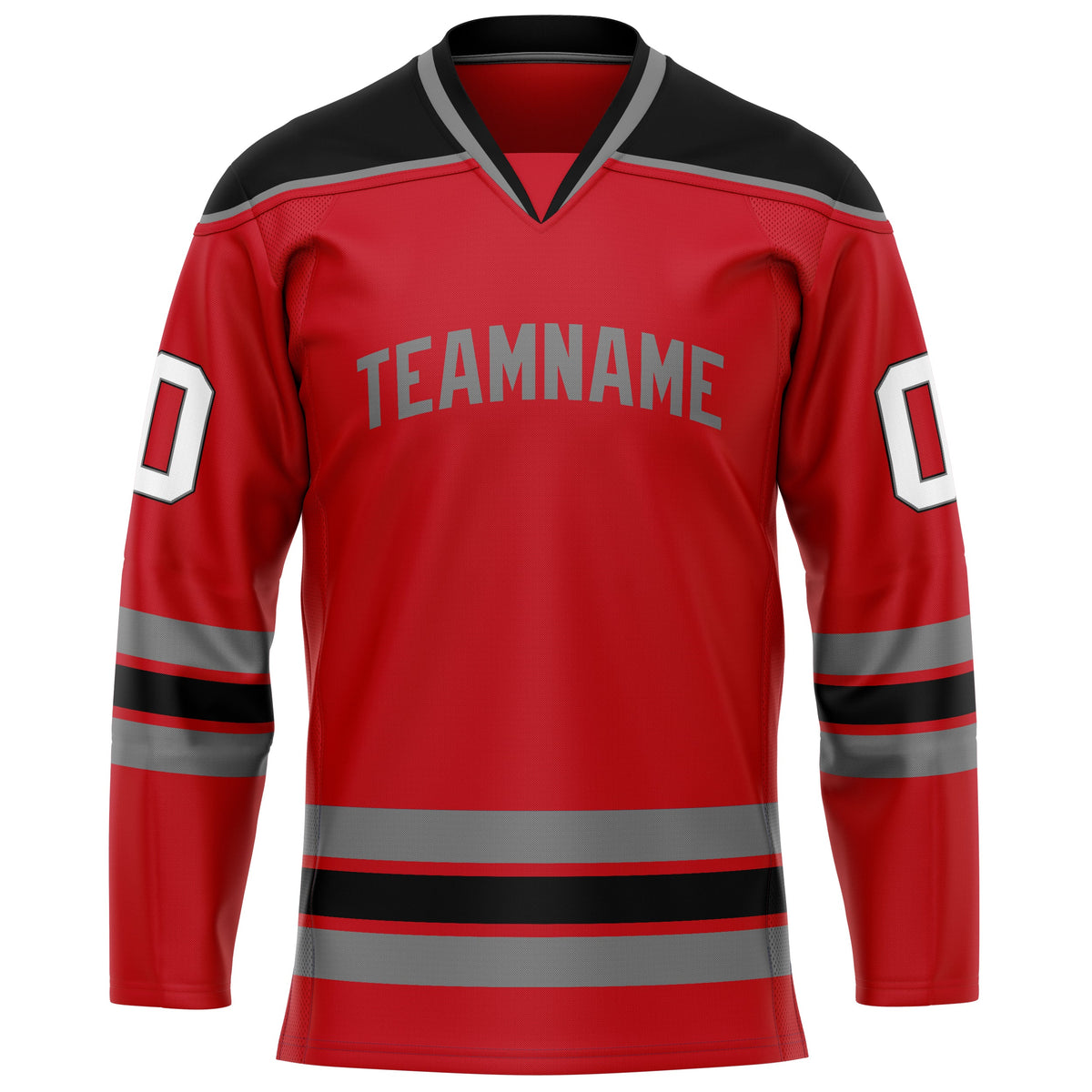 Custom Red Black Solid Colour Hockey Jersey