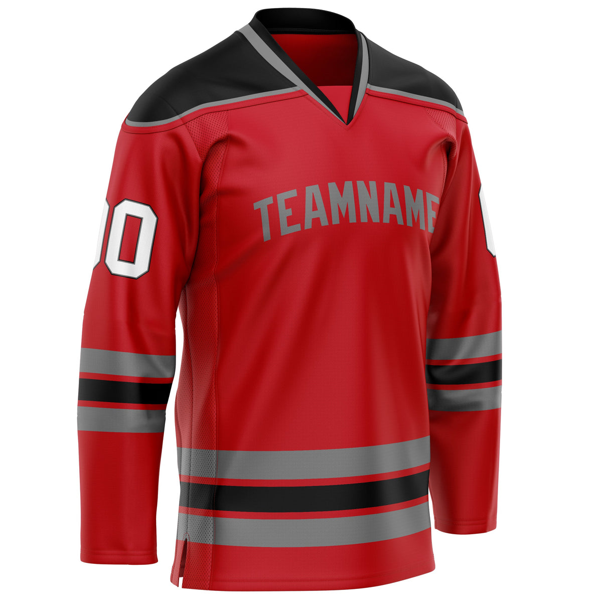 Custom Red Black Solid Colour Hockey Jersey