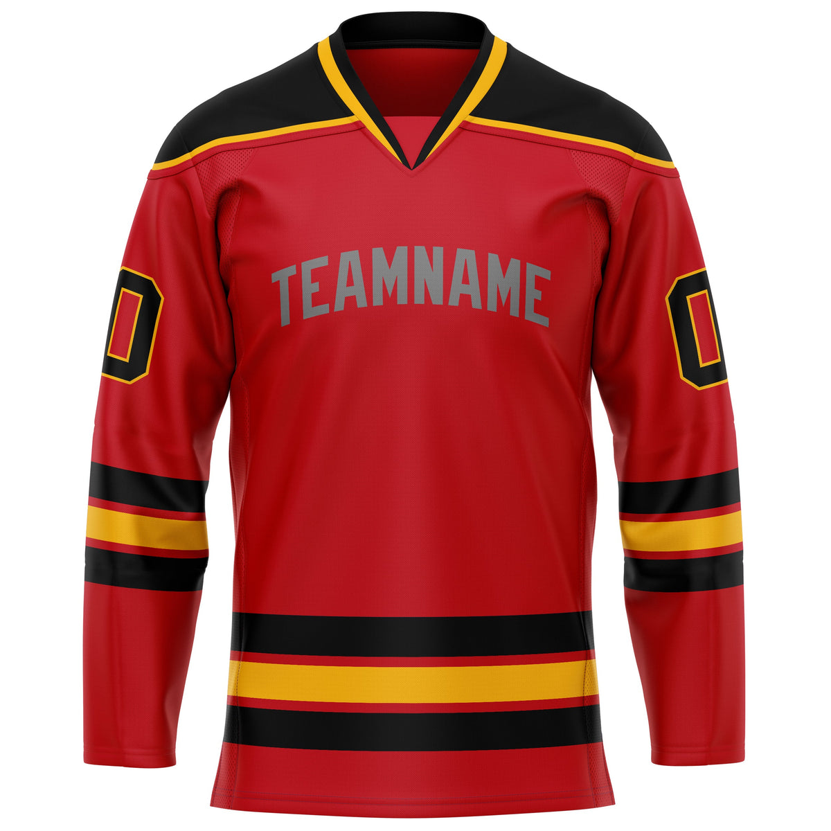 Custom Red Black Solid Colour Hockey Jersey