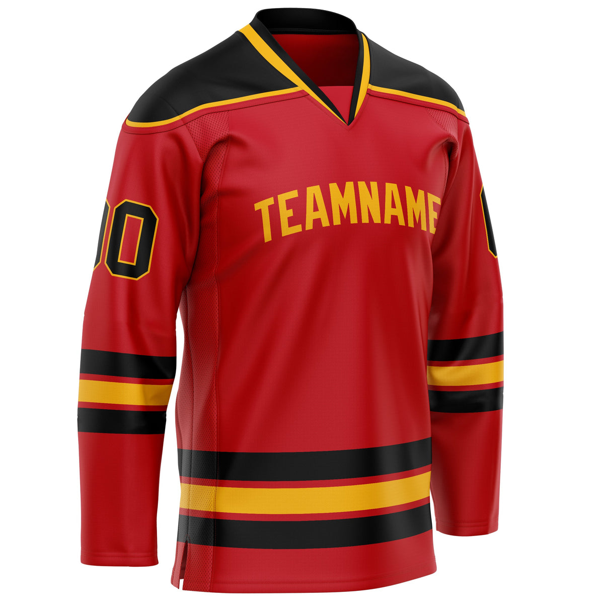 Custom Red Black Solid Colour Hockey Jersey