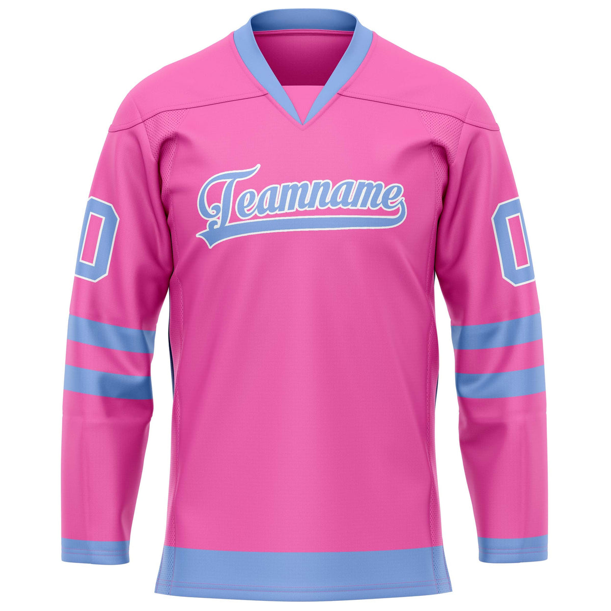 Custom Pink Light Blue Solid Colour Hockey Jersey