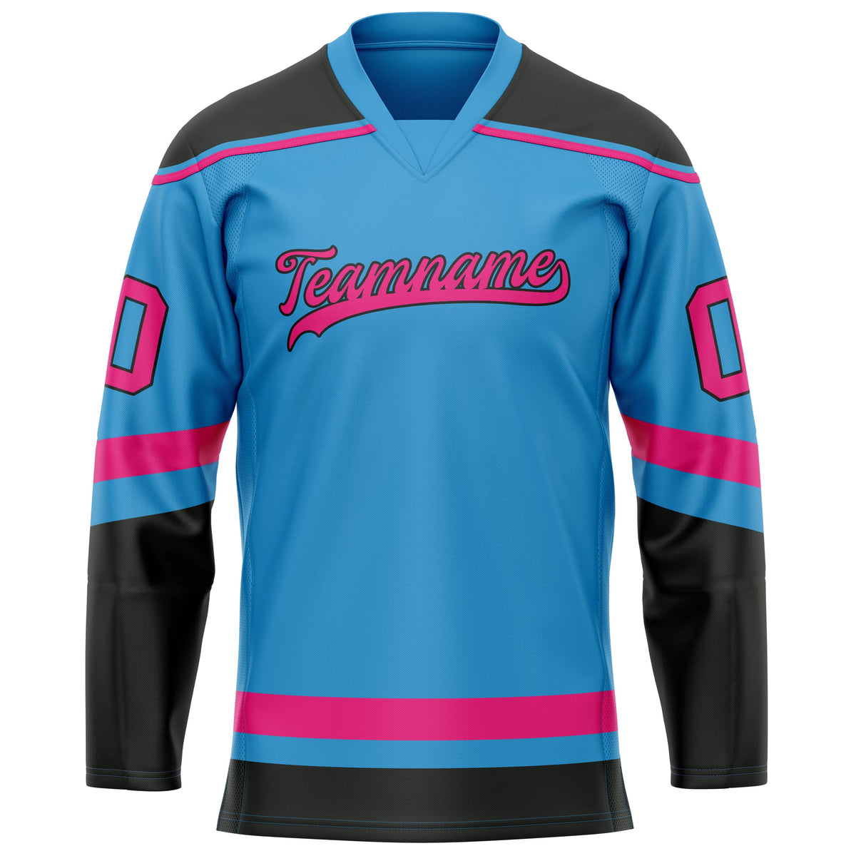 Custom Sky Blue Pink Solid Colour Hockey Jersey