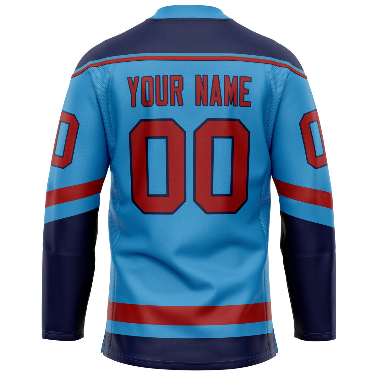 Custom Sky Blue Crimson Solid Colour Hockey Jersey