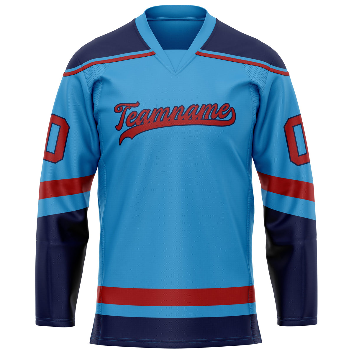 Custom Sky Blue Crimson Solid Colour Hockey Jersey