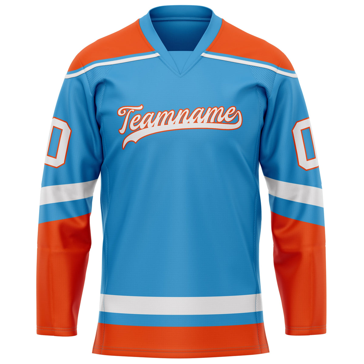 Custom Sky Blue Red Solid Colour Hockey Jersey