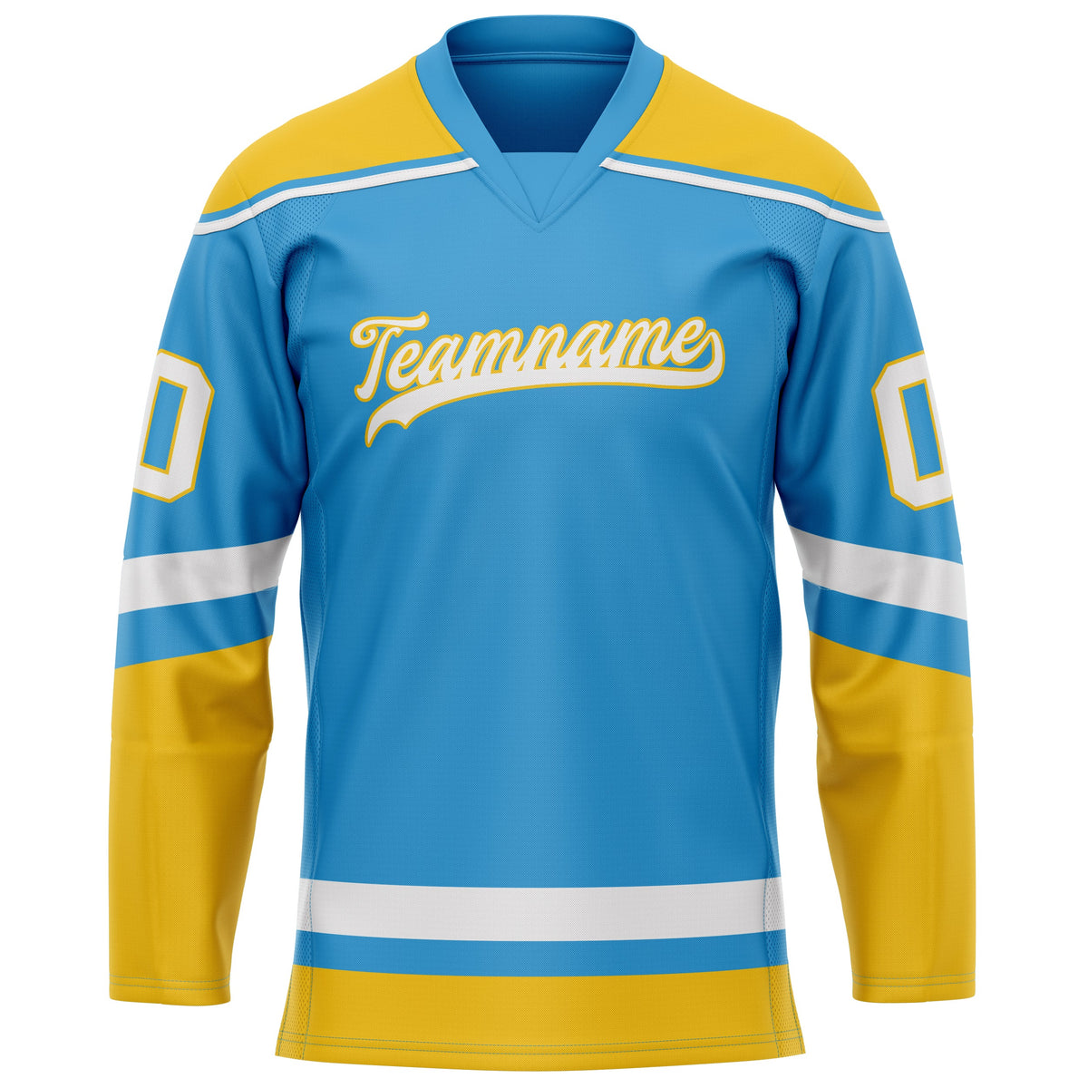 Custom Sky Blue Gold Solid Colour Hockey Jersey