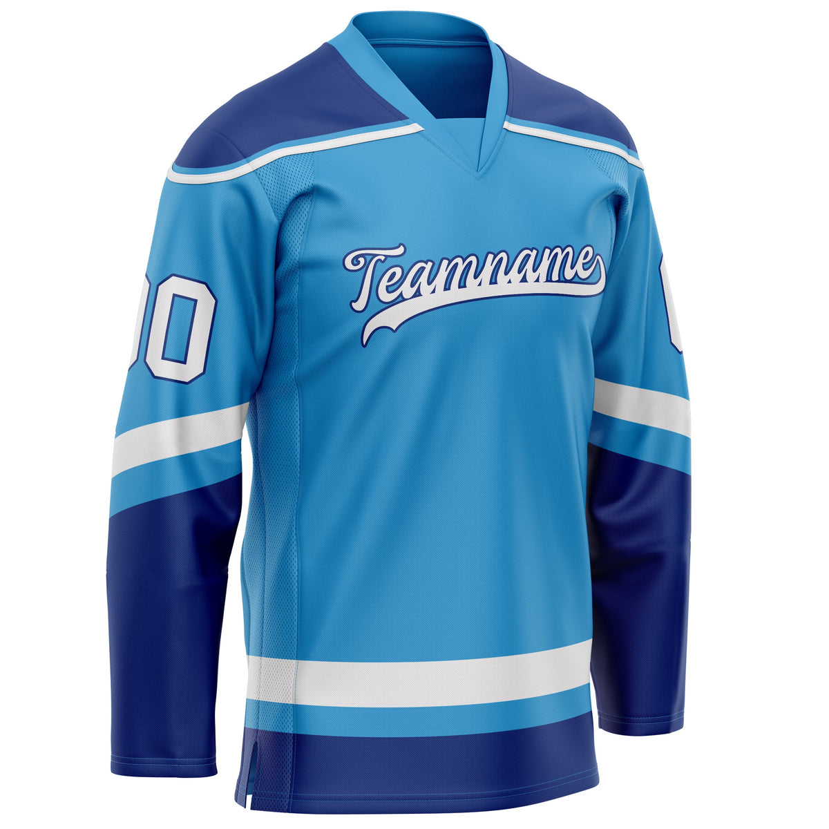 Custom Sky Blue Navy Solid Colour Hockey Jersey