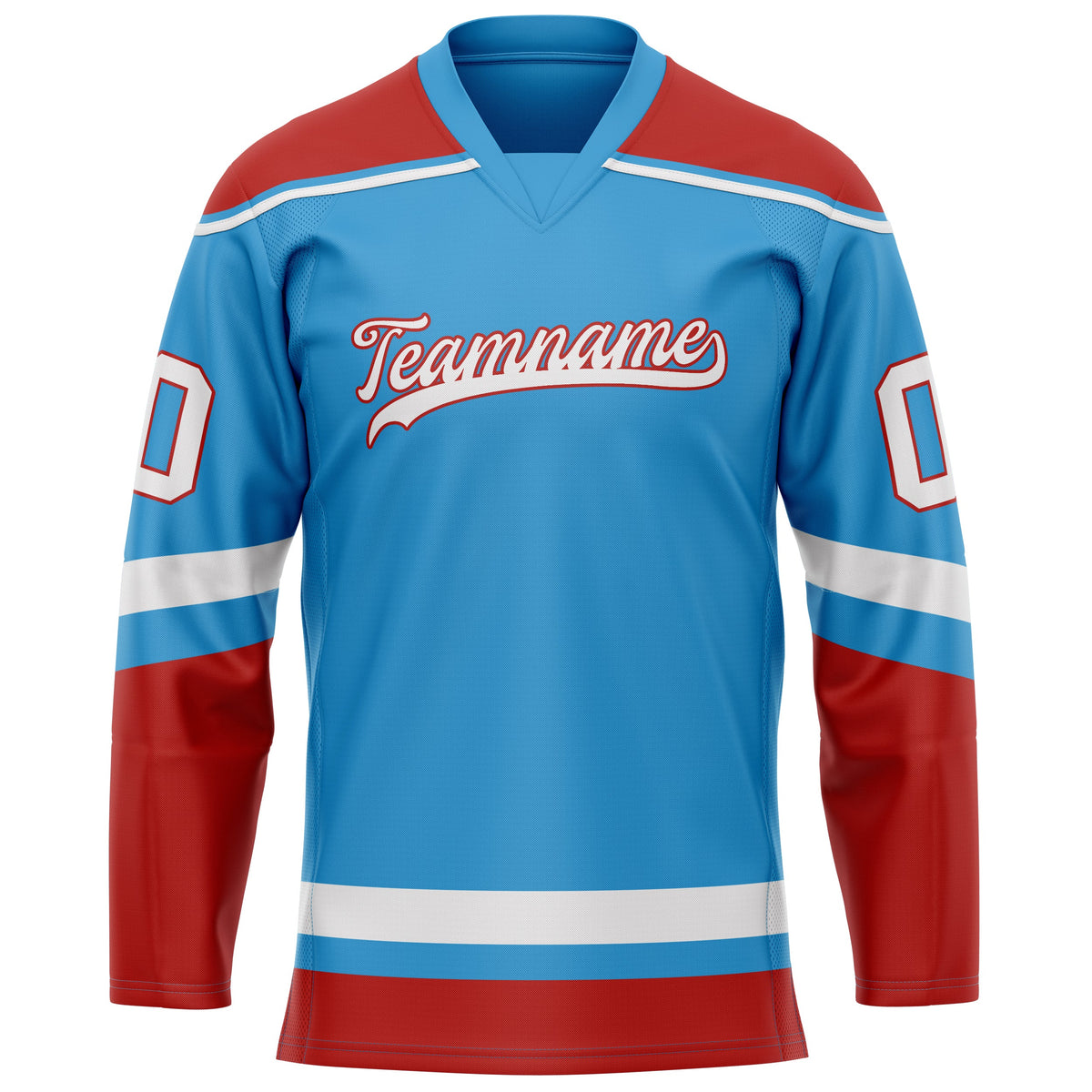 Custom Sky Blue Crimson Solid Colour Hockey Jersey