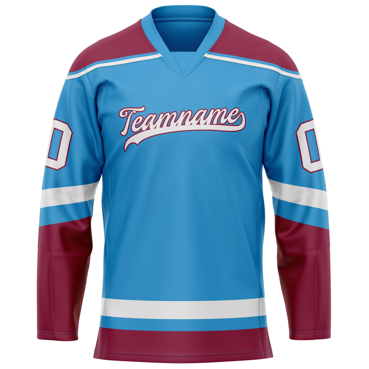 Custom Sky Blue Crimson Solid Colour Hockey Jersey