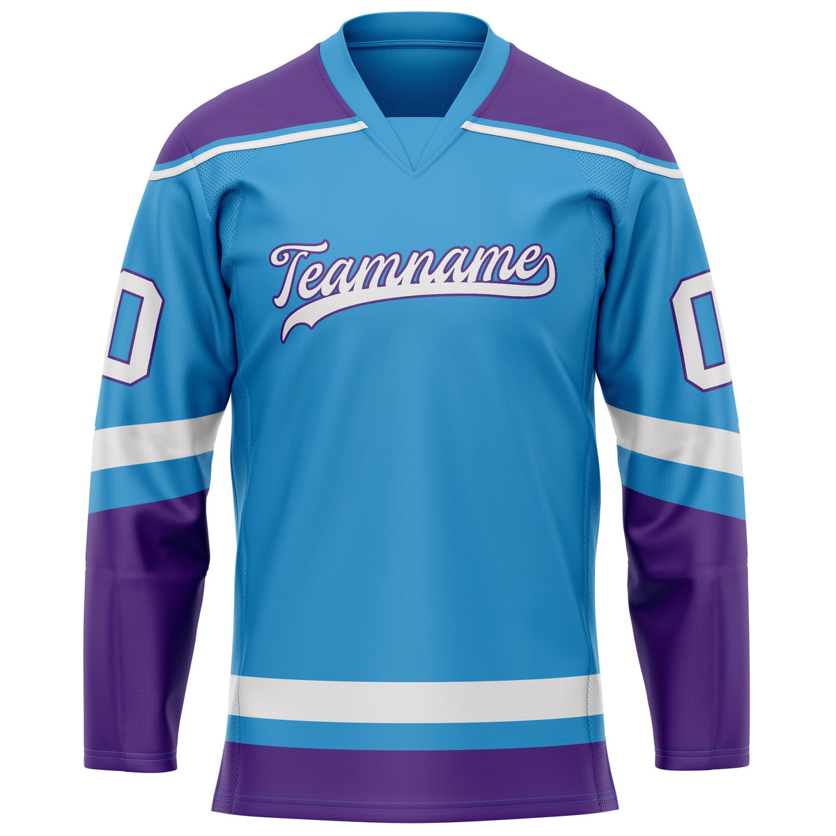 Custom Sky Blue Purple Solid Colour Hockey Jersey