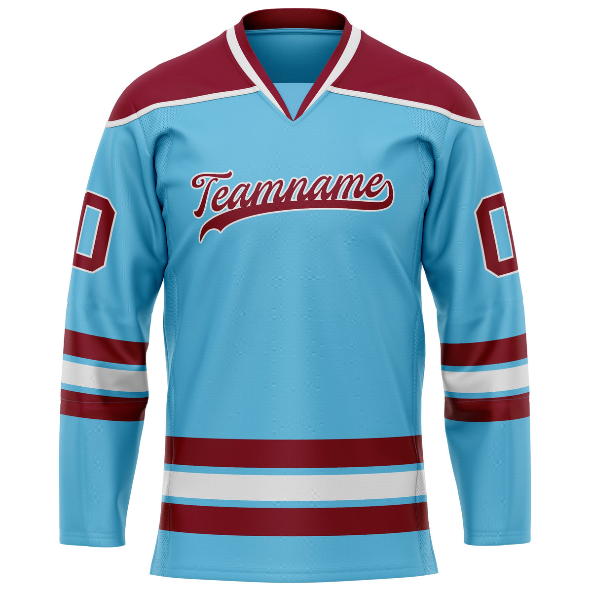 Custom Sky Blue Crimson Solid Colour Hockey Jersey