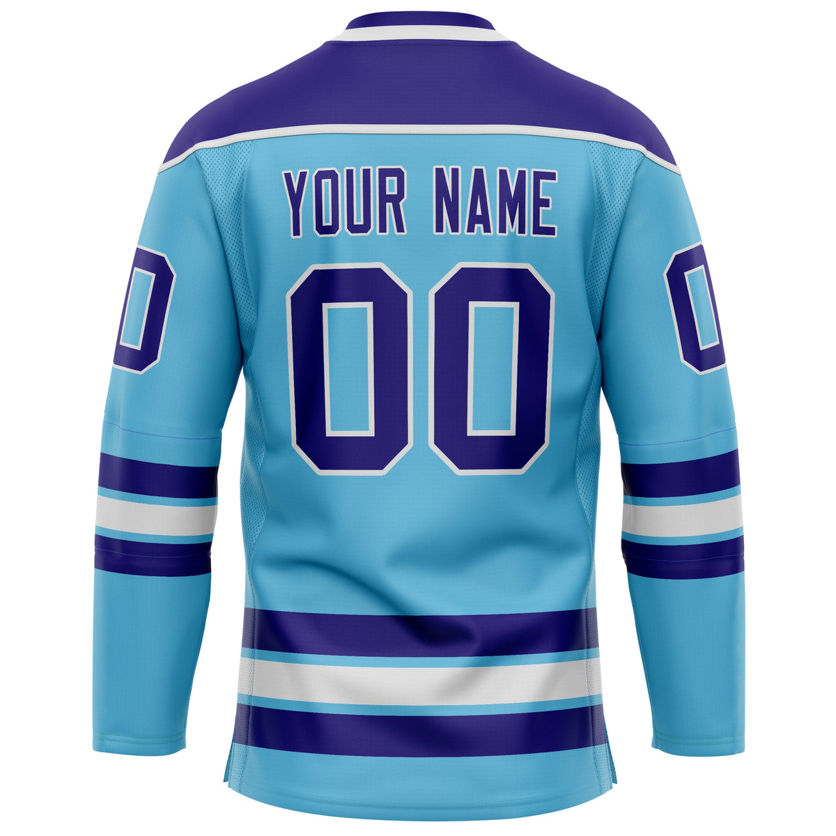 Custom Sky Blue Purple Solid Colour Hockey Jersey