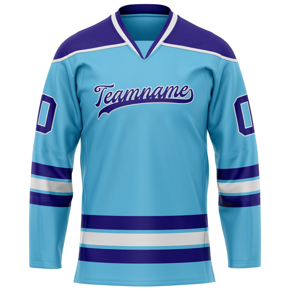 Custom Sky Blue Purple Solid Colour Hockey Jersey