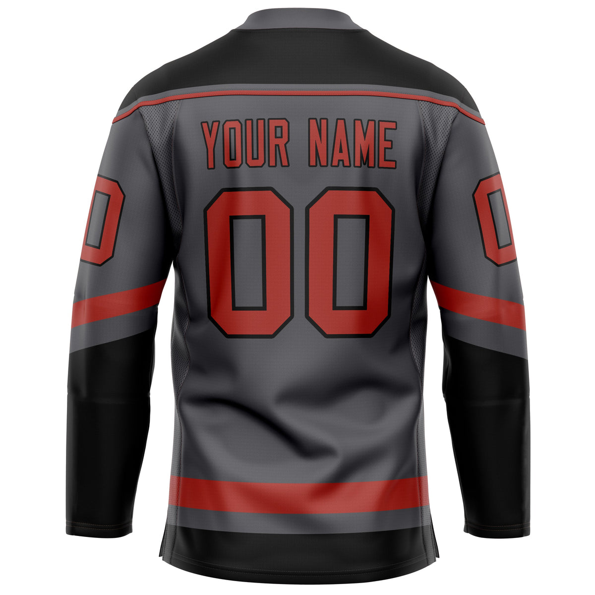 Custom Steel Gray Red Solid Colour Hockey Jersey