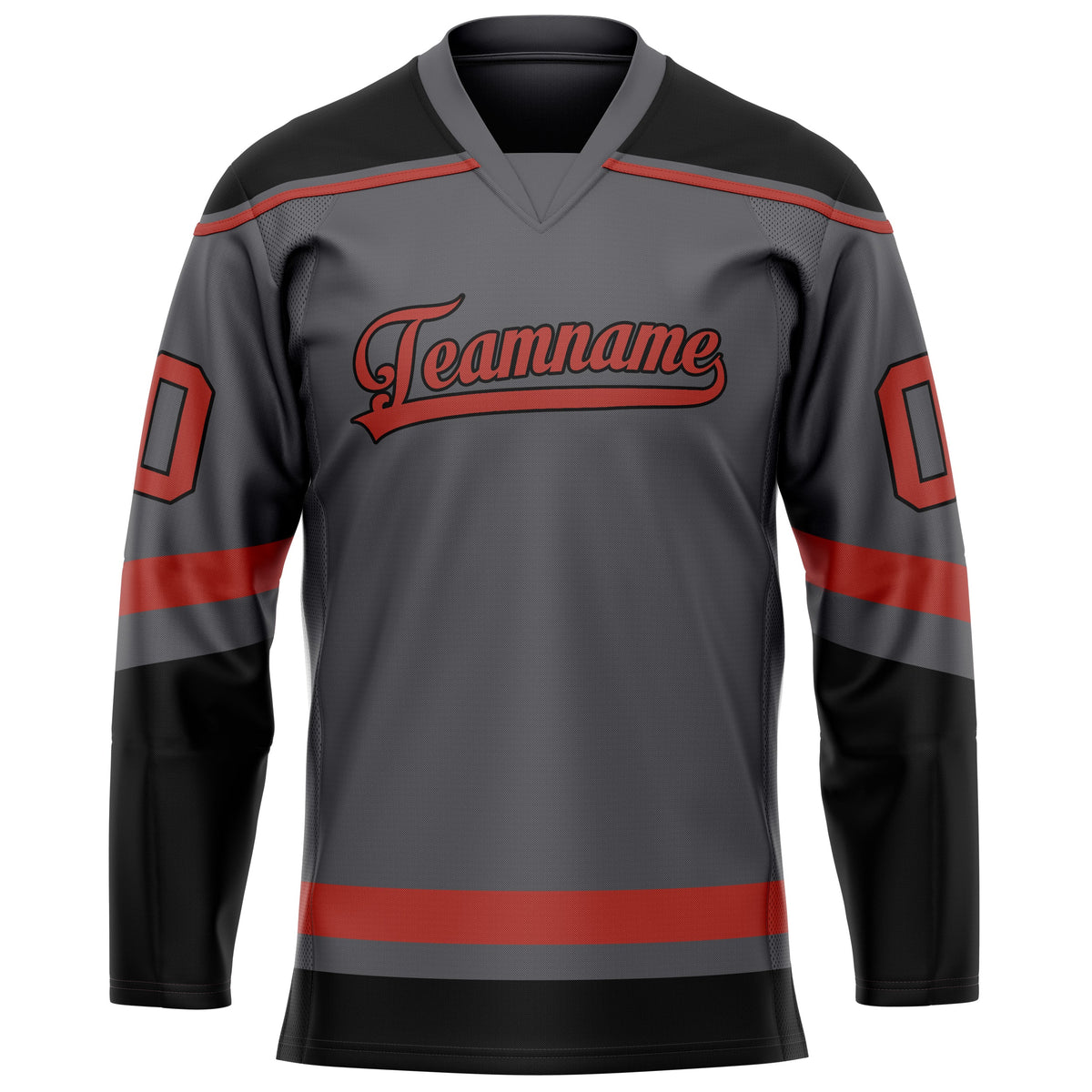 Custom Steel Gray Red Solid Colour Hockey Jersey