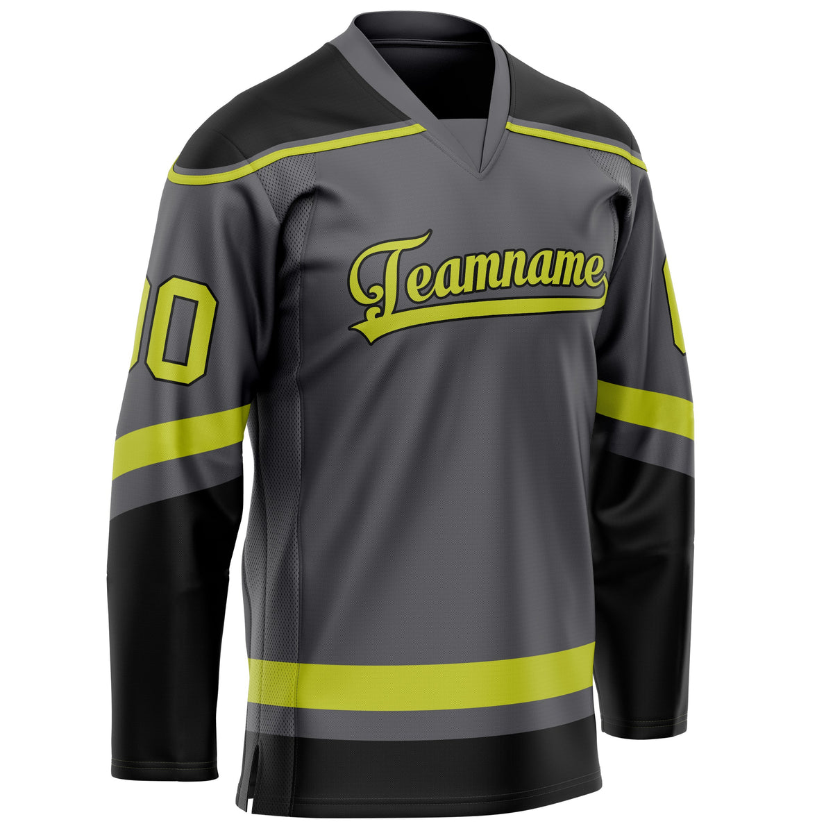 Custom Steel Gray Neon Yellow Solid Colour Hockey Jersey