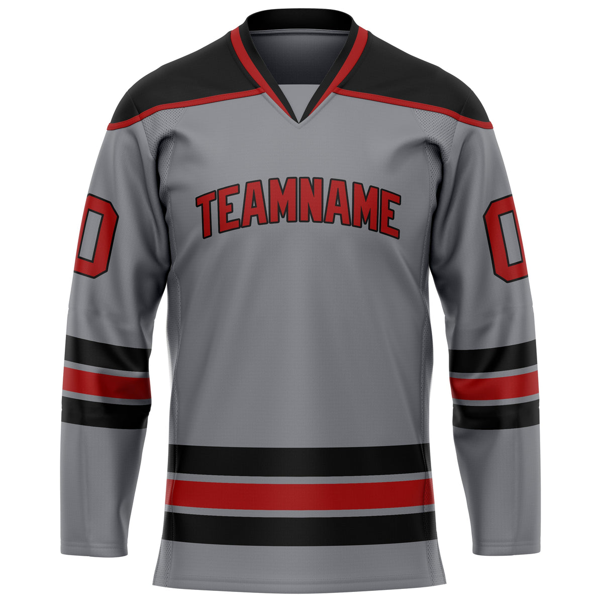 Custom Steel Gray Crimson Solid Colour Hockey Jersey