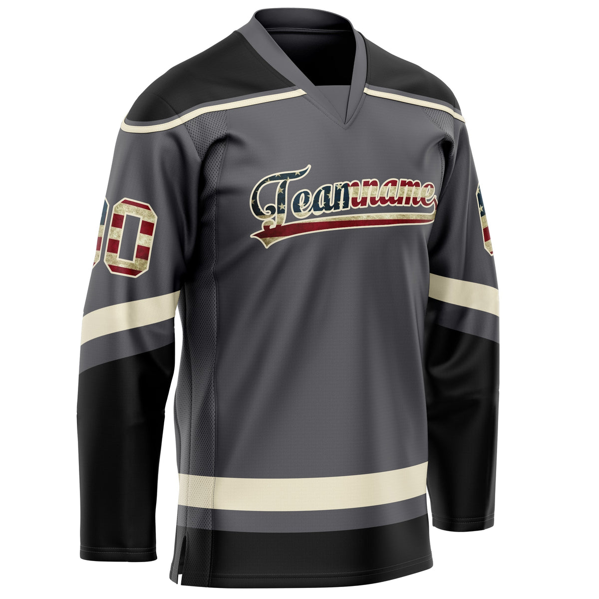 Custom Steel Gray Cream Solid Colour Hockey Jersey