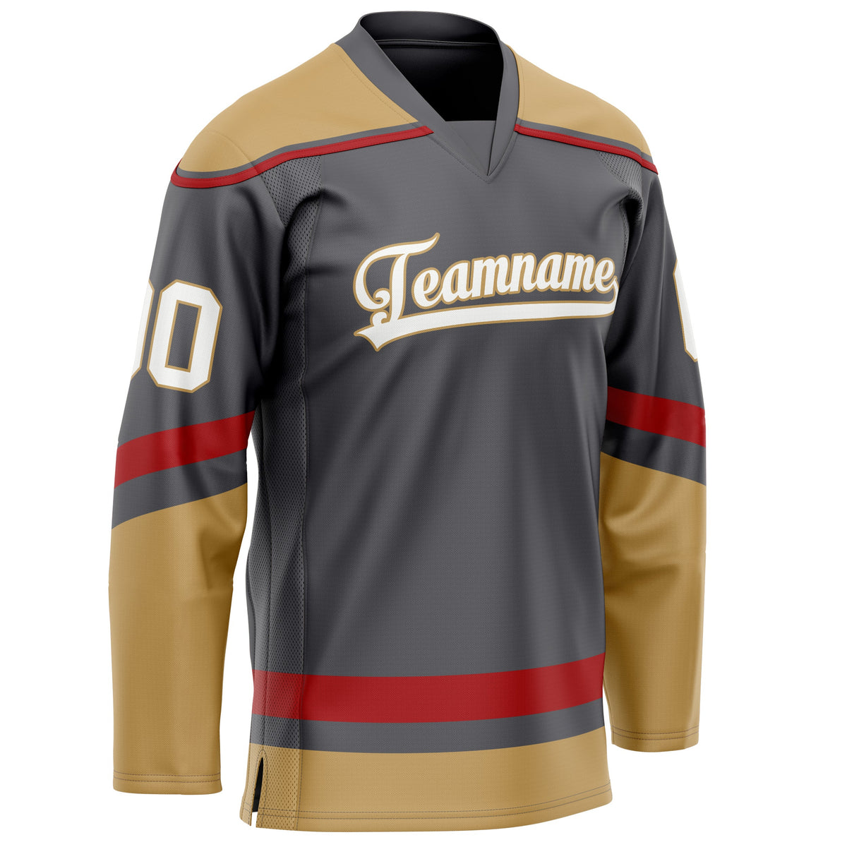 Custom Steel Gray Old Gold Solid Colour Hockey Jersey