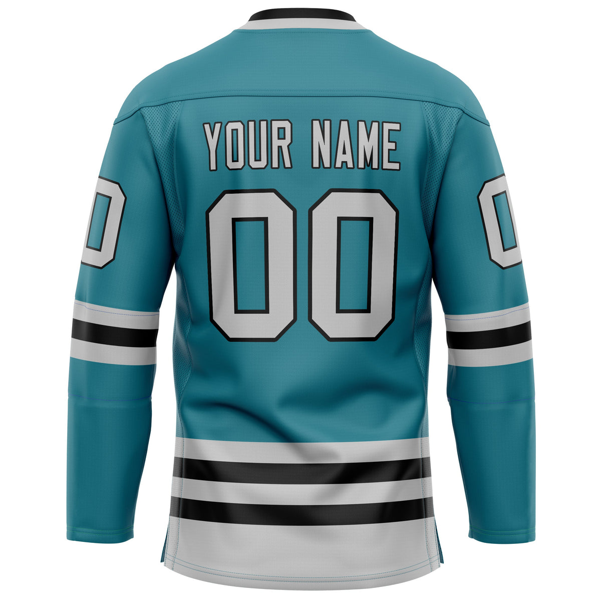 Custom Teal Gray Solid Colour Hockey Jersey