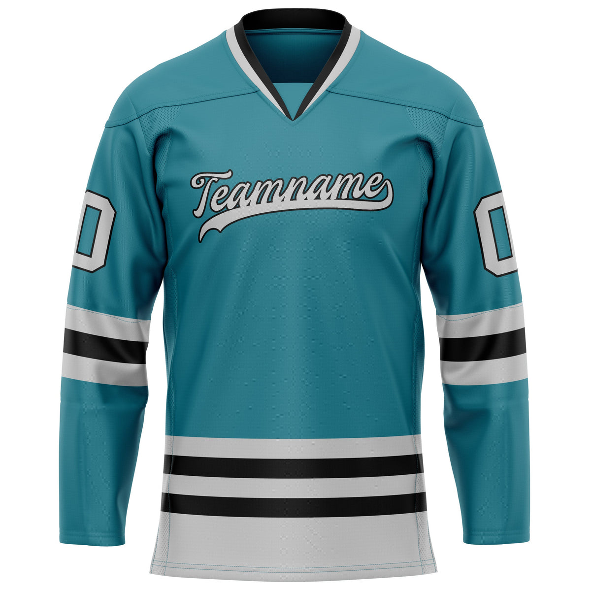 Custom Teal Gray Solid Colour Hockey Jersey