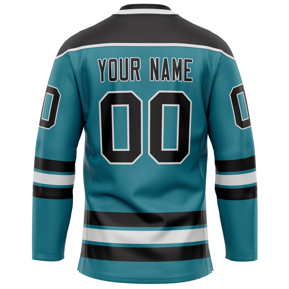 Custom Teal Black Solid Colour Hockey Jersey