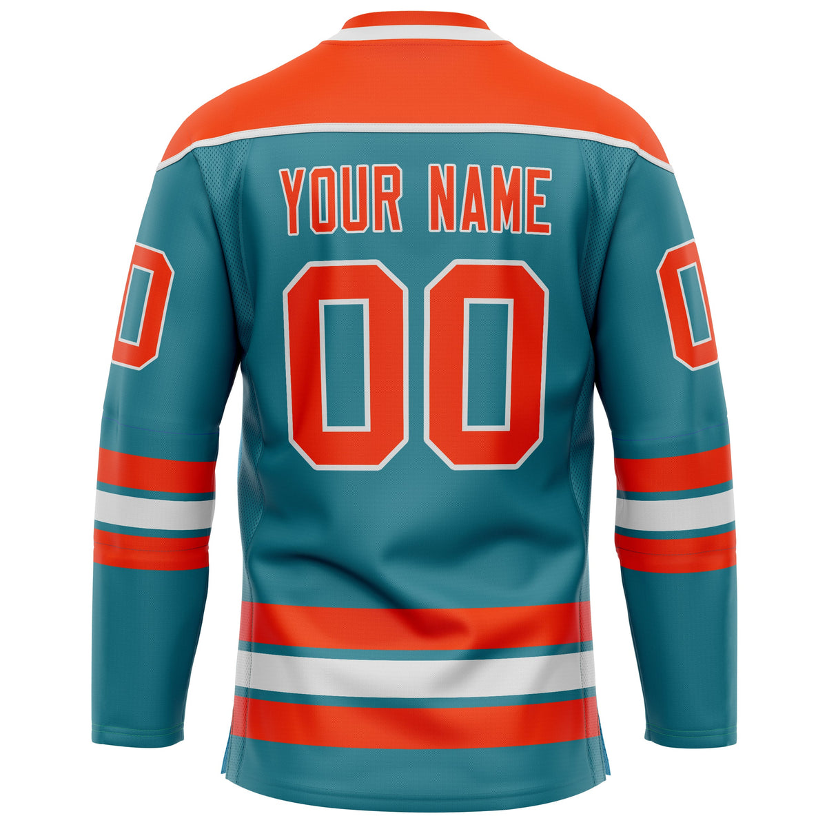 Custom Teal Orange Solid Colour Hockey Jersey