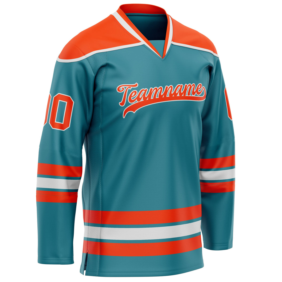 Custom Teal Orange Solid Colour Hockey Jersey